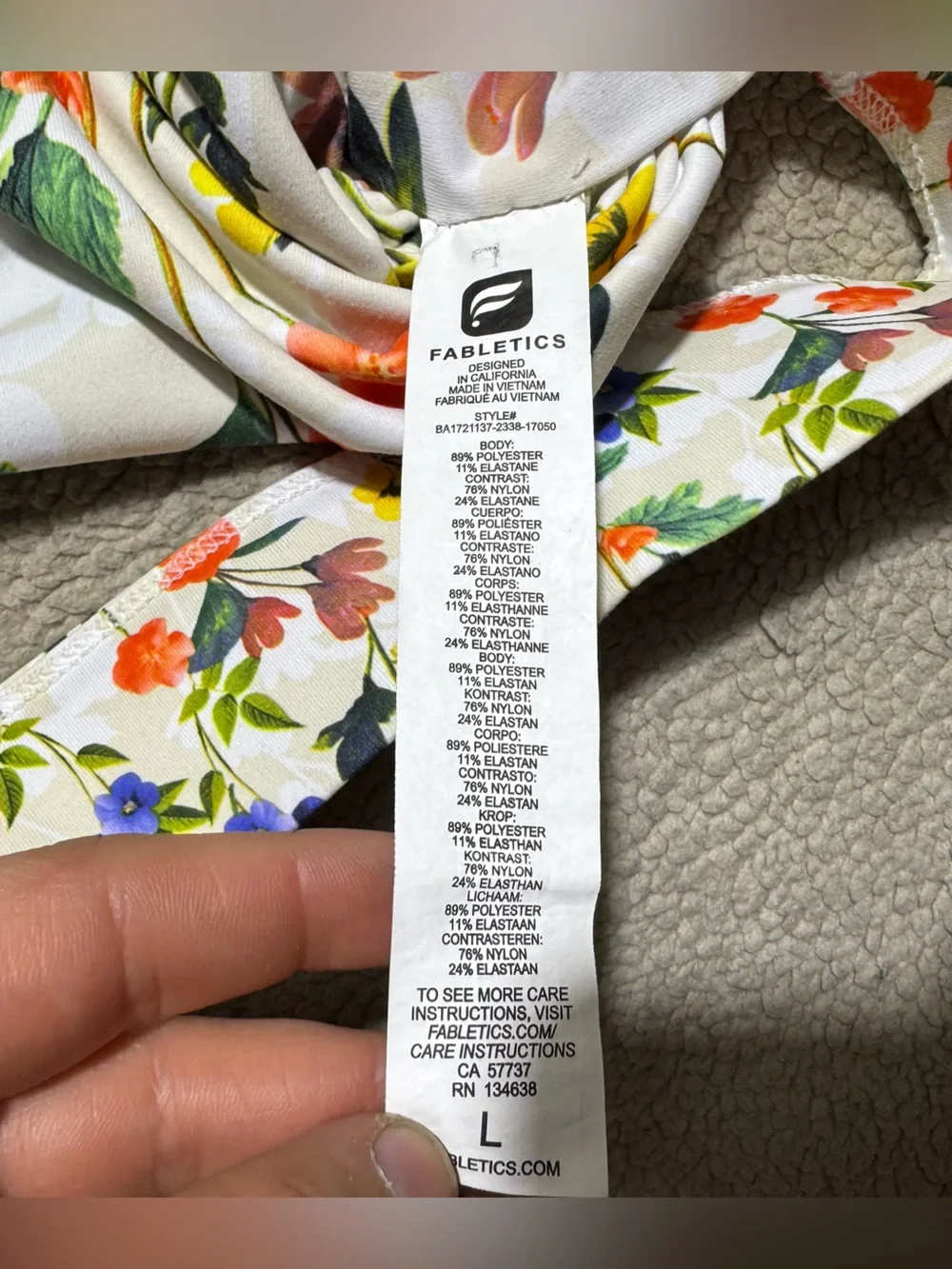 Fabletics Sports Bra Womens Large Kenzie Poppy Field Print Moisture Wicking